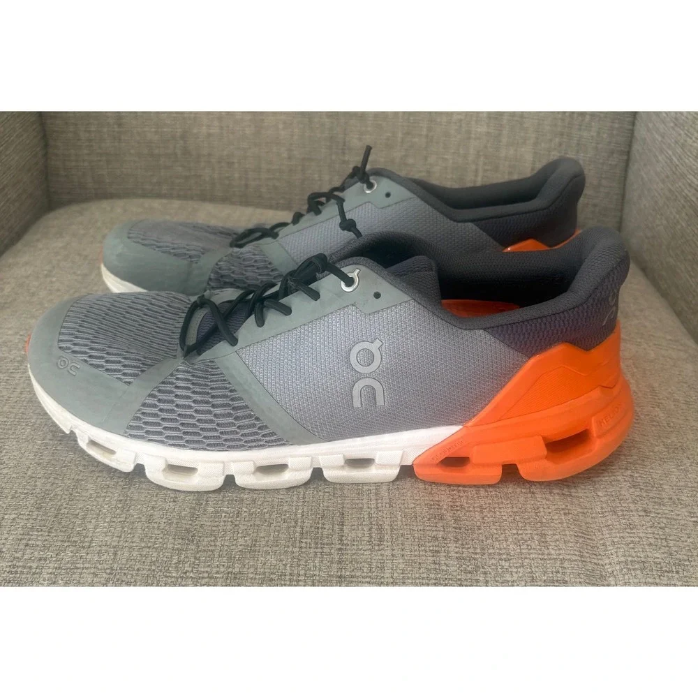 On Running Cloudflyer Mens Grey Orange Running Shoes Sneakers 11